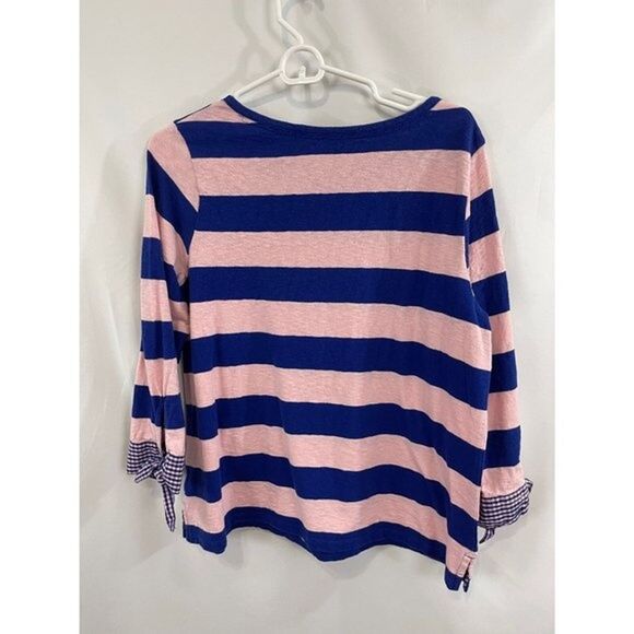 CROWN & IVY PETITE Blue and Pink Stripe Plaid Tie Top Shirt Blouse L Large BELK - Picture 11 of 11